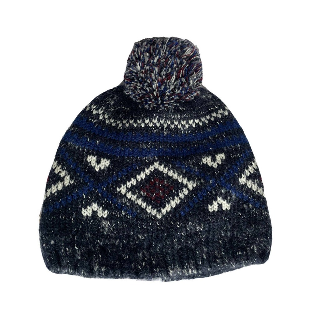 Goodfellow & Co Women’s Fleece Lined Knit Blue Purple Winter Beanie Pom Pom
